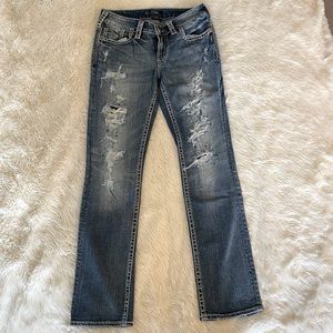 Silver Jeans Suki faux flap mid rise slim jeans